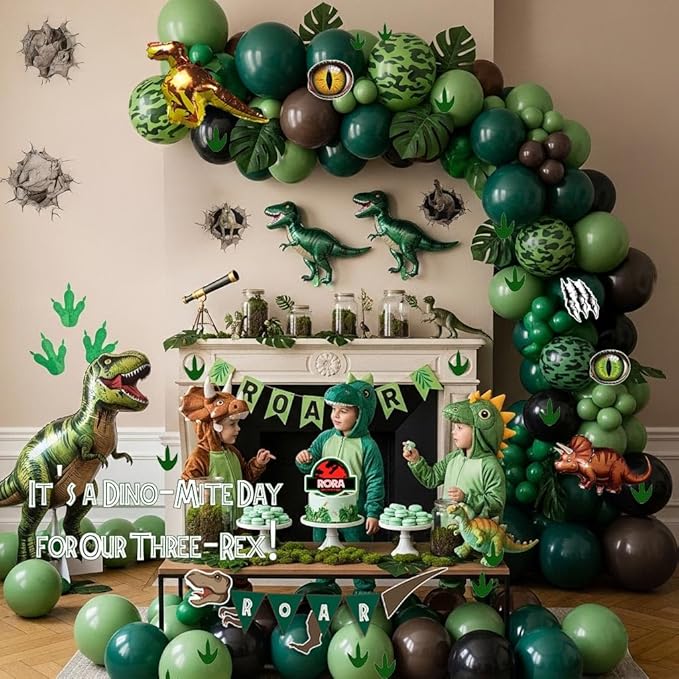 Dinosaur Birthday Party Decorations Includes Green and Brown balloon