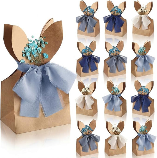 Affrolling 24 Set Boho Bow Easter Bunny Party Favor Bags DIY Bunny #3