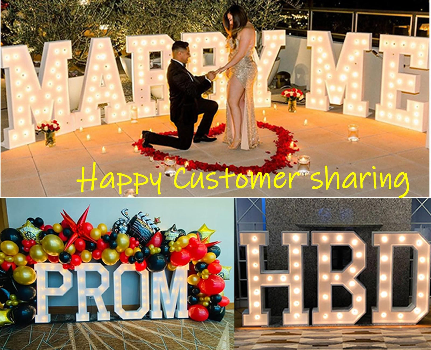 3FT Marquee Light Up Letters, Large Marquee Letters, Mosaic Balloon