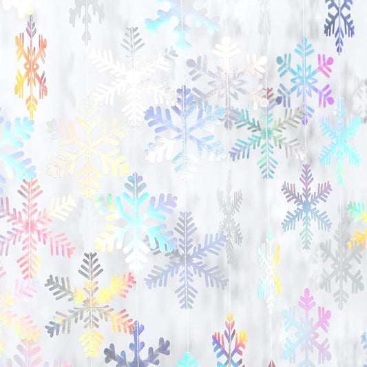 Iridescent-Holographic Snowflake-Snow Christmas Party-Decorations