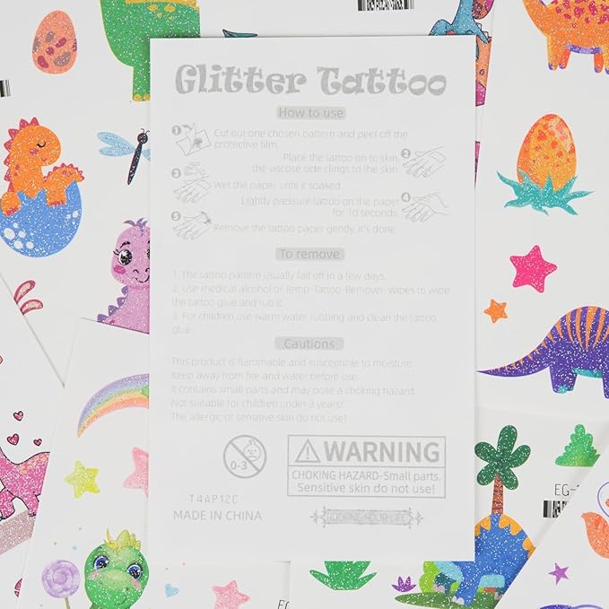 Ozepao Dinosaur Glitter Temporary Tattoos for Kids - 160 Styles -