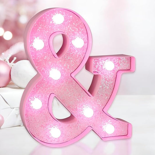 Pink Light Up Letters, LED Marquee Letters for Table, Small Glitter #1