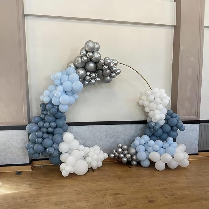60Pcs Dusty Blue Balloons, 60Pcs 12 Inch Blue and White Balloons with