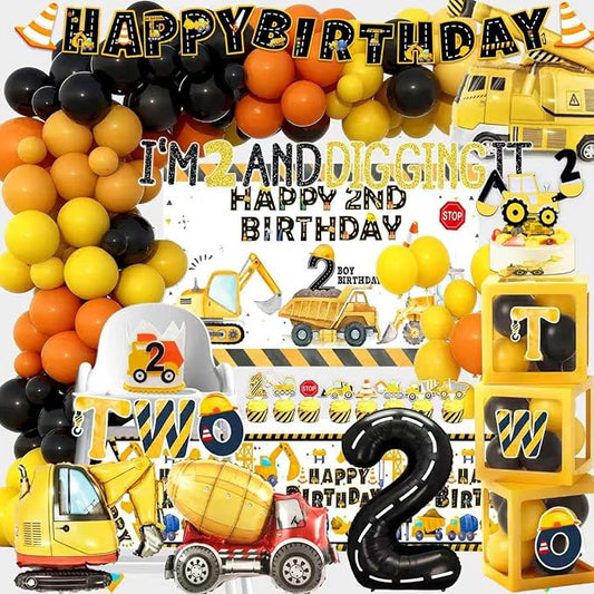 Construction 2nd Birthday Party Supplies Boy Dump Truck Digger Zone