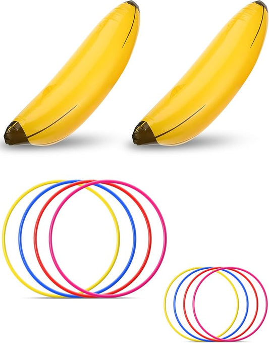 10 Pcs Bachelorette Party Game Banana Ring Toss Game Kit, Include 2