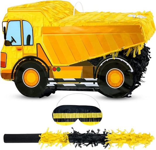 Small Dump Truck Pinata Bundle with a Blindfold and Bat 16 x 9 x 6.5