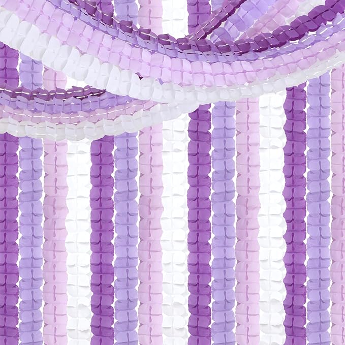 Purple White Lavender Party-Decorations Streamers-Garland - 12pcs