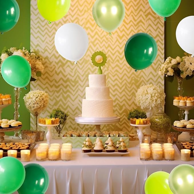 60PCS Green Party Balloons, Dark Green Emerald Green Lime Greens