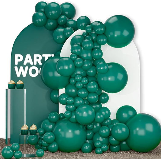 PartyWoo Dark Green Balloons 140pcs Different Sizes Pack of 18 12 10