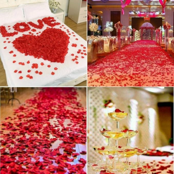 FLORIST 2200 PCS Dark-Red Silk Rose Petals for Romantic