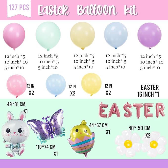 Easter balloon garland arch kit pastel balloons with Easter egg