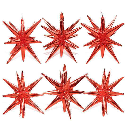 Red One Piece Explosion Star Cone Balloon Metallic Fireworks Spike