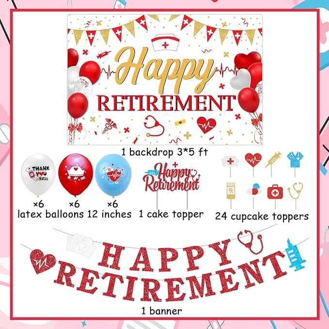 Nurse Retirement Party Decorations Nurse Happy Retirement Backdrop