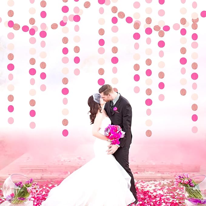 Hot-Pink Rose-Gold Party Decorations Garland - 52ft Wedding Bridal