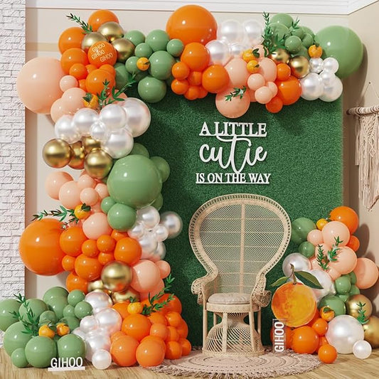 Little Cutie Baby Shower Decorations 137pcs Orange Little Cutie