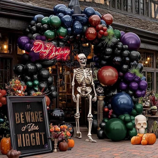 Halloween Balloon Arch Double Stuffed Dark Green Navy Blue Burgundy