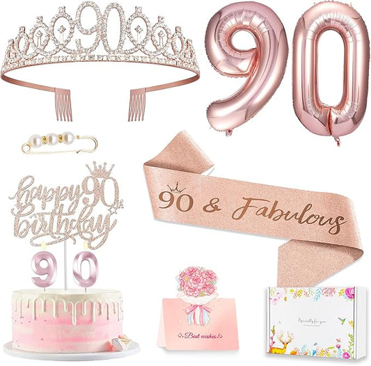 90th Birthday Decorations Gifts for Women Including 90 year old