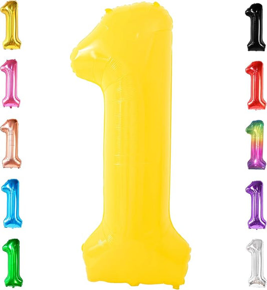 KatchOn, Yellow Number 1 Balloon - 40 Inch, Helium Supported | Mylar
