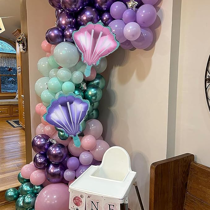 Mermaid Balloon Garland Arch Kit 106 Packs Metallic Purple Pink