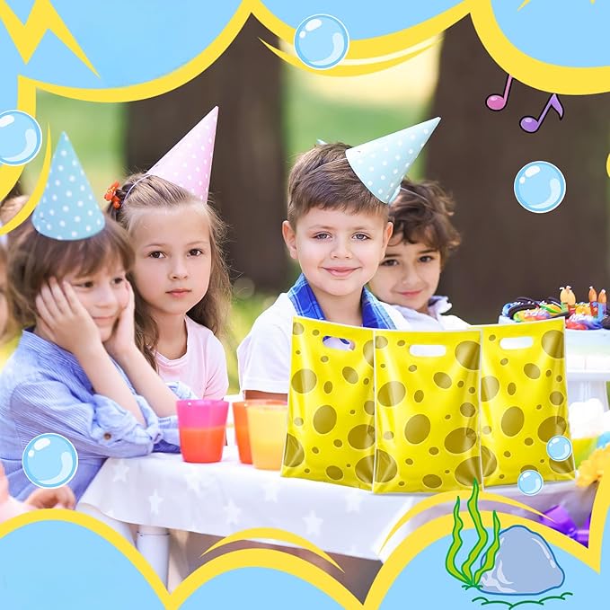 Eccliy 30 Pcs Yellow Sponge Party Favor Bag Animation Cartoon Party