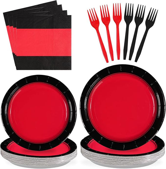 96Pcs Red and Black Party Decorations Valentine's Day Red and Black