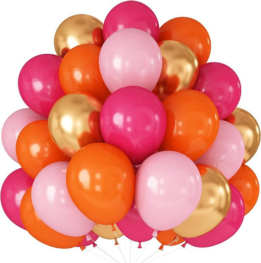 Hot Pink and Orange Gold Balloons 12inch 60pcs Light Pink Metallic