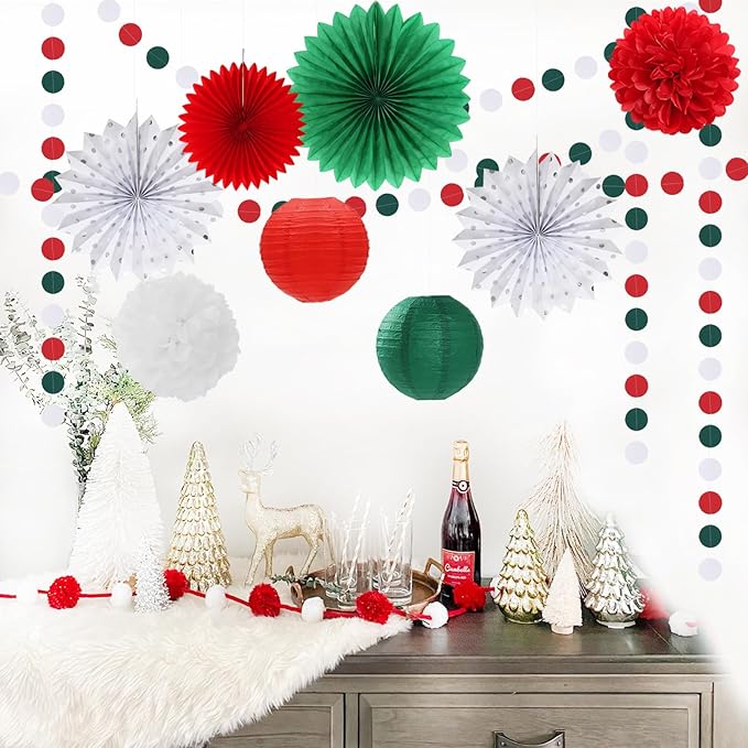 Red Green White Christmas Party Decorations 33pcs Banner Mexico