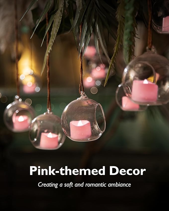 Pink Tea Lights Candles Battery Operated, 200+Hour Flameless