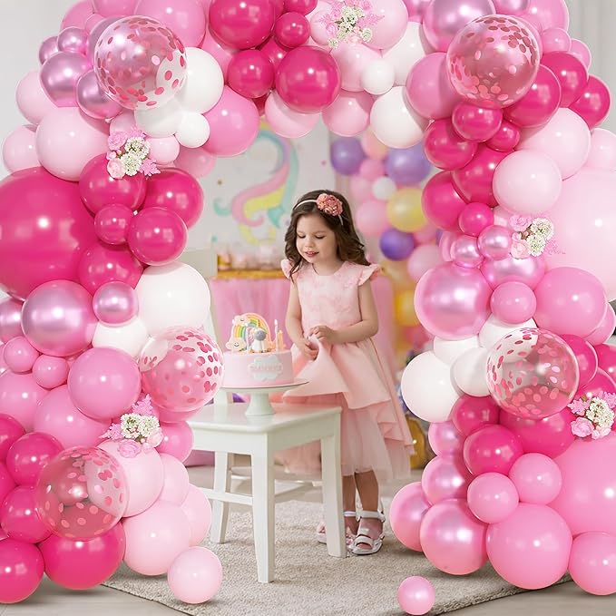 Life 157 Pcs Pink Balloons Arch Garland Kit, Hot Metallic Light
