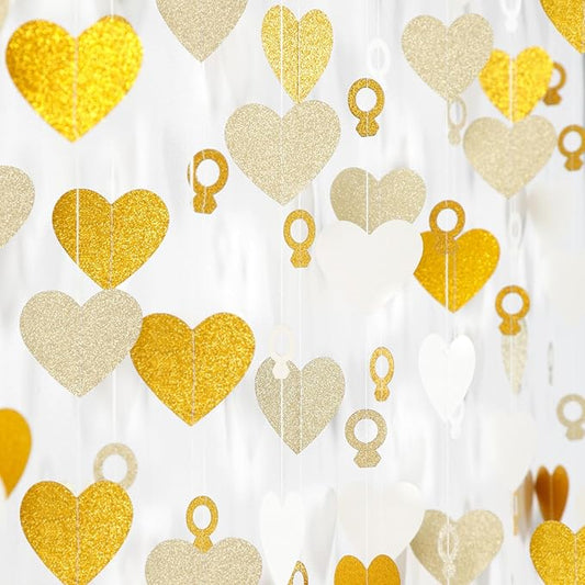 Engagement Bachelorette Party-Decorations White-Gold Garland - 52Ft
