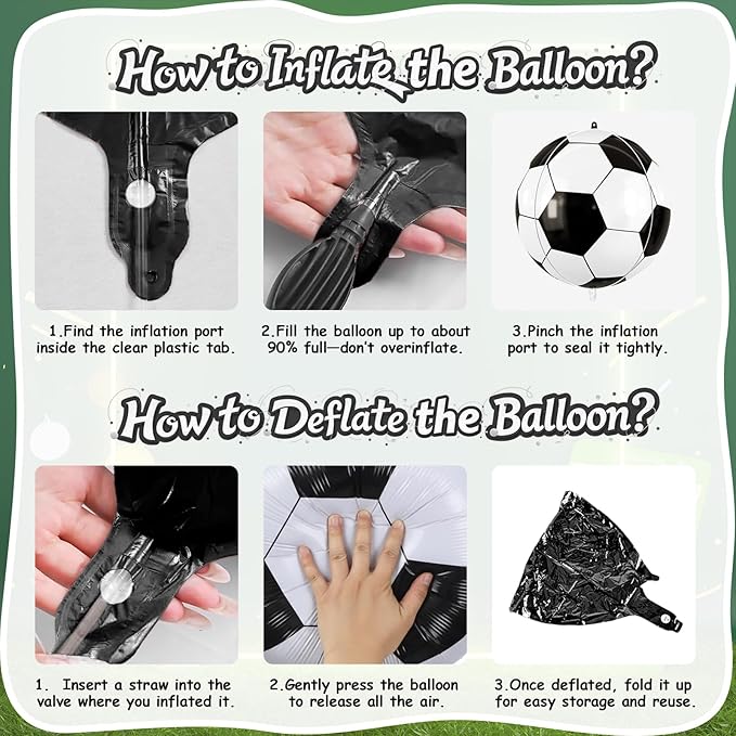 Biapian Soccer Balloons, 6 Pcs 22 Inch Soccer Ball Balloons, Big