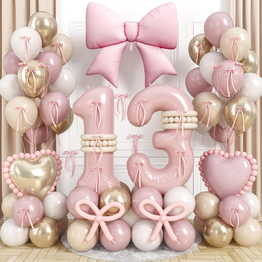 40 Inch Dusty Pink 13 Number Balloon for Girls 13th Birthday