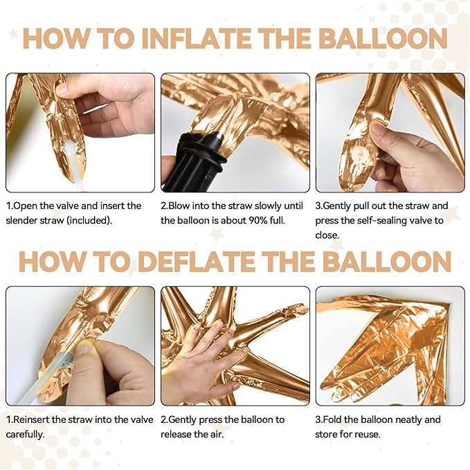 18 Pcs Cream Star Balloons, Caramel Brown Balloon with 6 Pcs 22-Inch