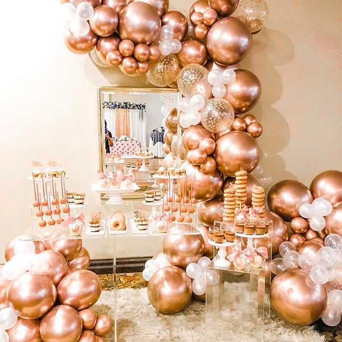 PartyWoo Metallic Rose Gold Balloons, 50 pcs 5 Inch Rose Gold