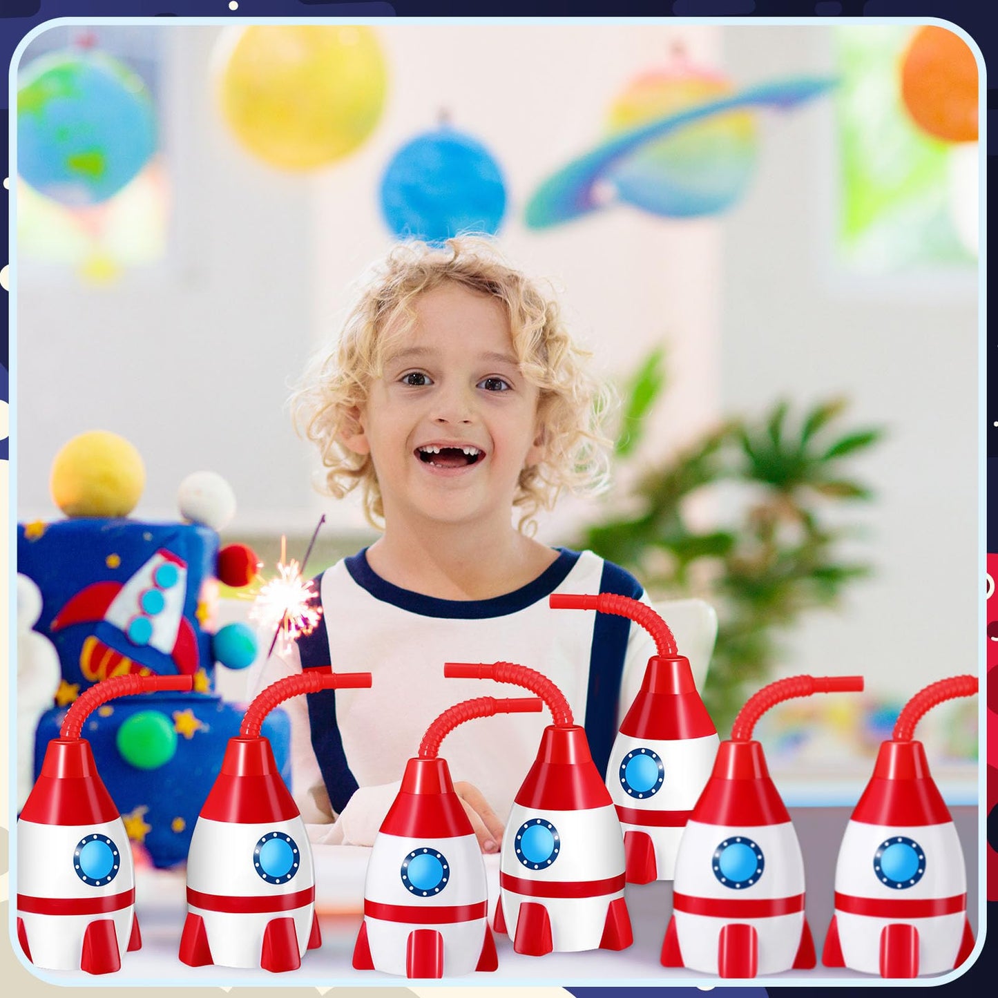 Space Cups Bulk Plastic Rocket Shape Cups Rocket Bottles with