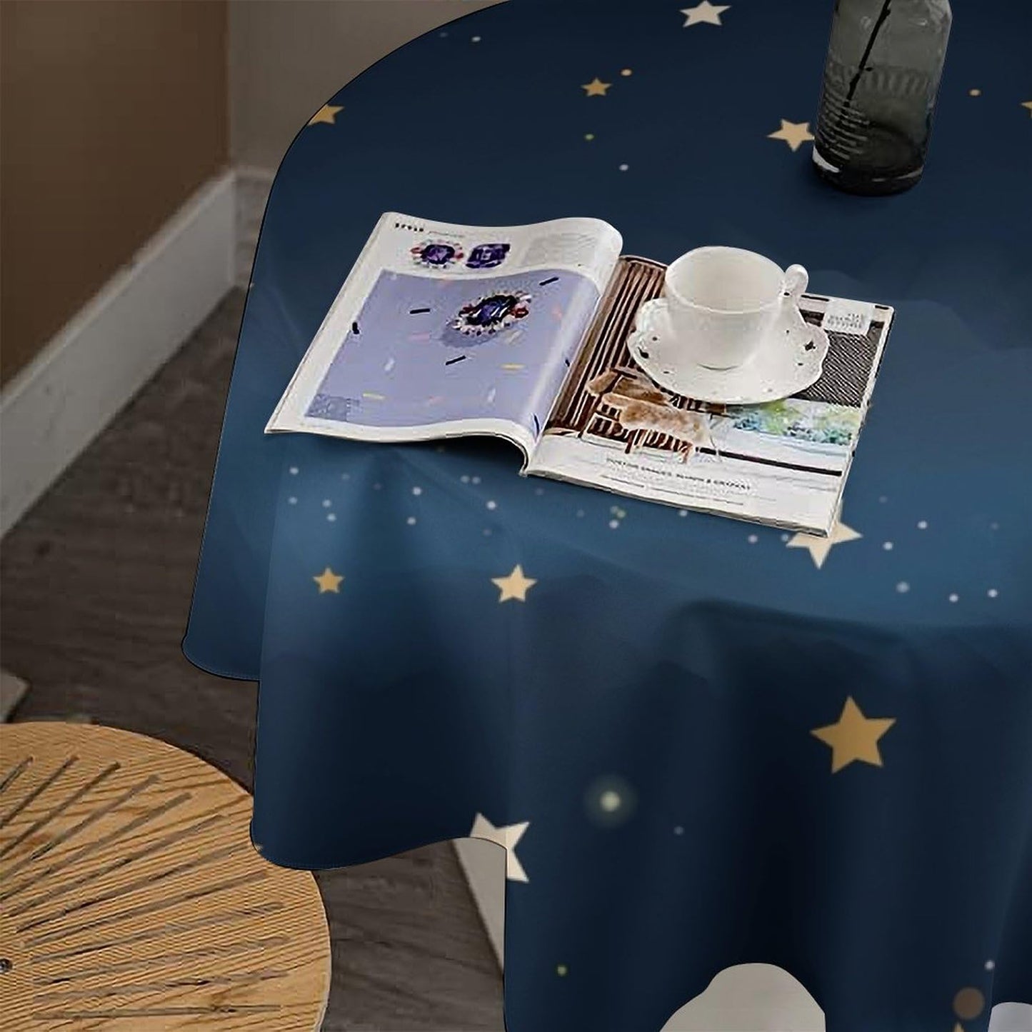 Night Sky Round Tablecloth, Blue Galaxy S 60" (Round) Space-9