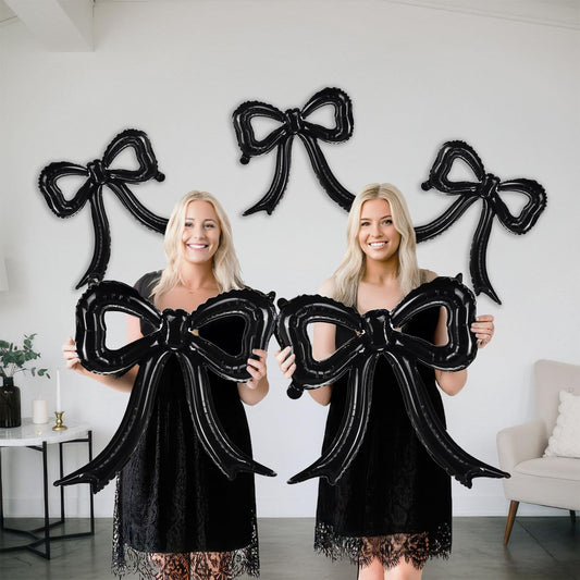 5 Pcs Black Bow Balloons Bow Party Decorations for Girl Women Black