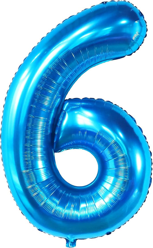 Giant Blue Number 6 Balloon - 40 Inch | 6th Birthday