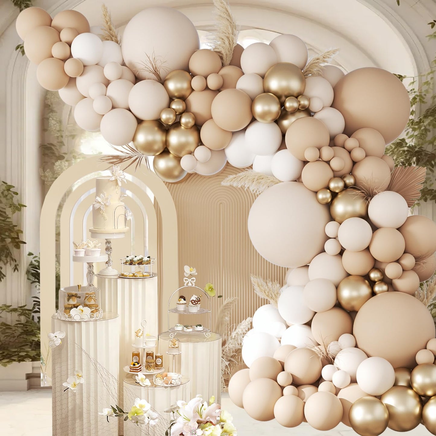 147pcs Neutral Balloon Arch Kit, Neutral Balloon Garland with Nude
