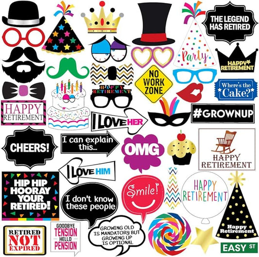 Retirement Photo Booth Props 43 Pieces Funny Happy Retirement Party