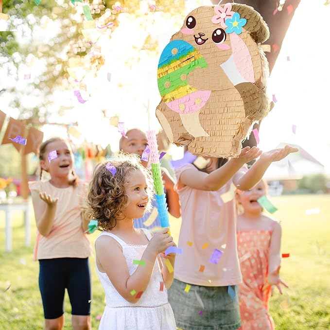 Easter Bunny Piñata Easter Piñata with Blindfold and Stick Spring