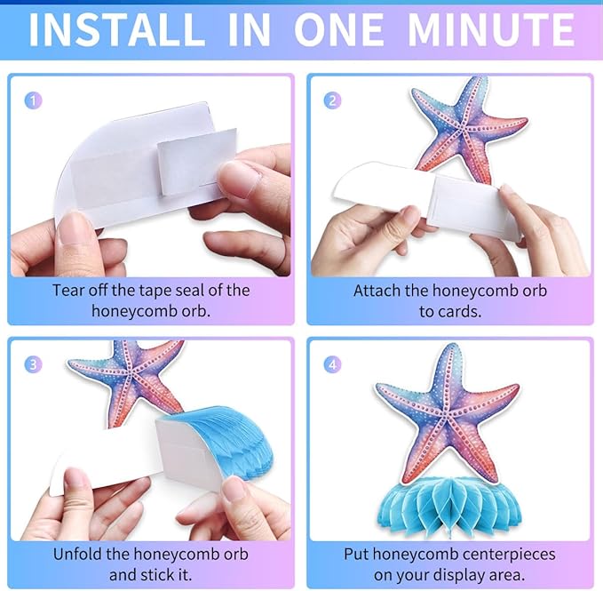 Mermaid Party Decorations TONGQI 12 Pcs Ocean Theme Table Decoration
