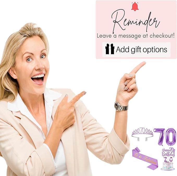 70th Birthday Decorations for Women Purple with 70th Birthday Sash
