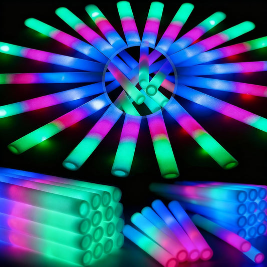 HONLYNE 44 PCS Foam Glow Sticks with 3 Modes Colorful Flashing, Foam