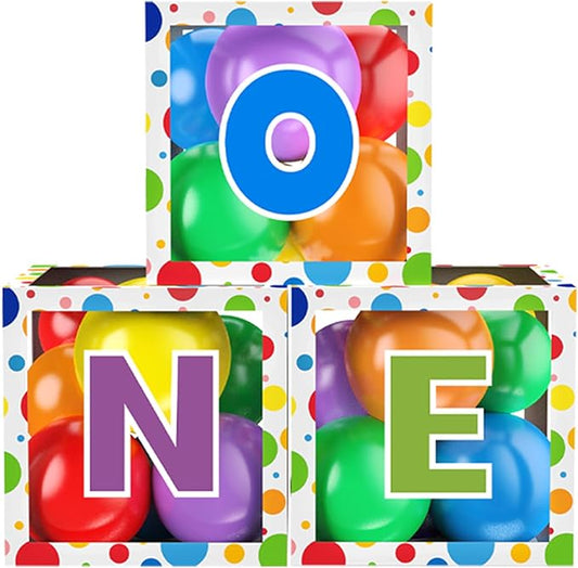 First Birthday Decorations for Boy Girls, ONE Balloon Boxes with