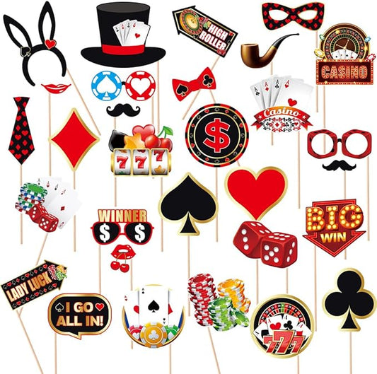 Casino Theme Party Decorations Tumwisk 30PCS Las Vegas Photo Booth