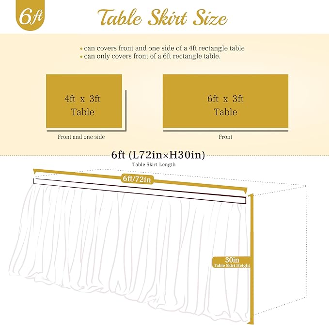 6ft Purple Table Skirt for Baby Shower Girl Tulle Tutu Table Skirt
