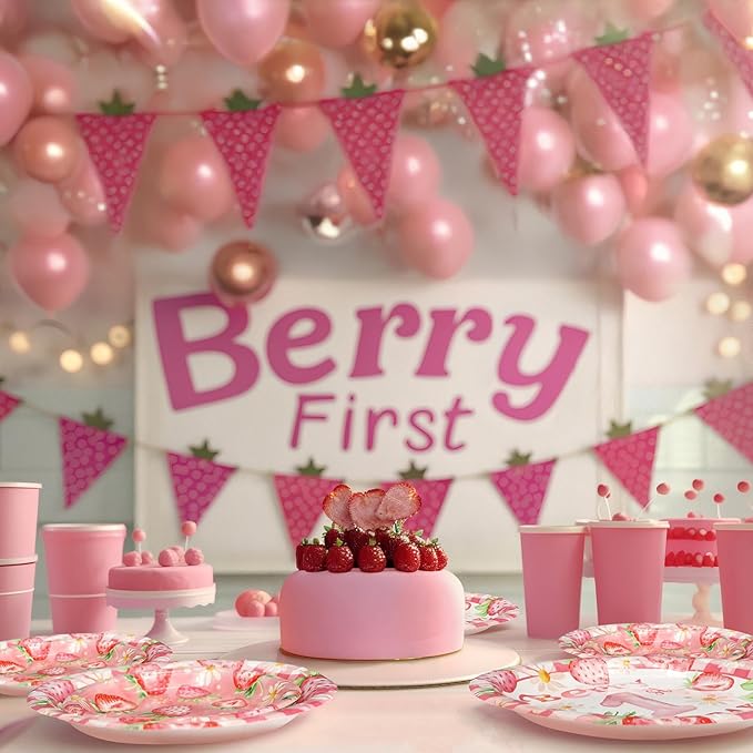 Berry First Birthday Party Supplies for 40 Guests Strawberry Plates