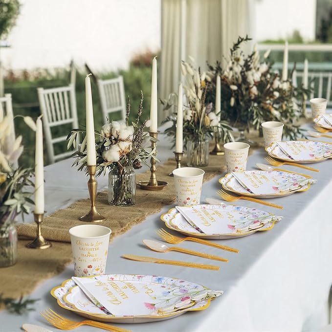 400 Pcs Spring Floral Bridal Shower Party Supplies Decorations
