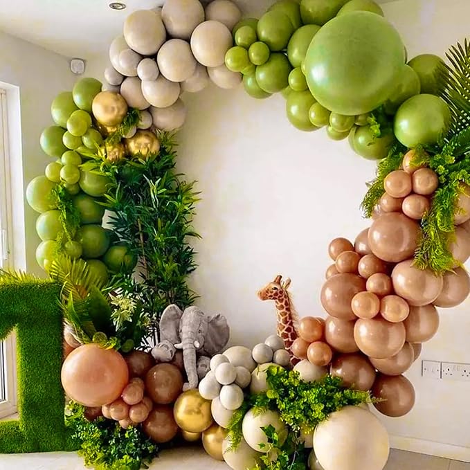 PartyWoo Olive Green Balloons 50 pcs 12 Inch Matte Sage Boho Green